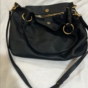 Black and Gold Structured Shoulder Bag